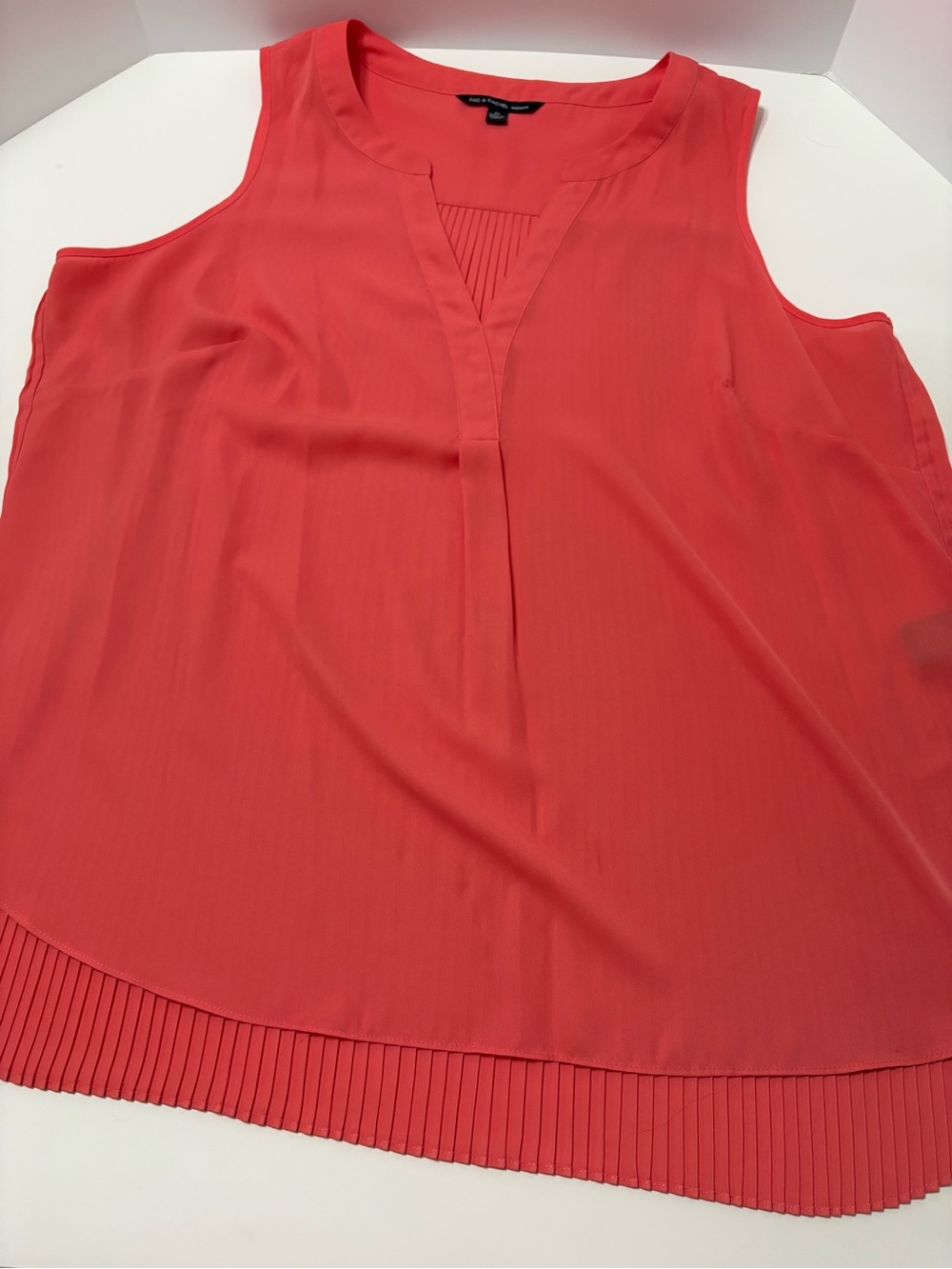 Zac & Rachel size 2X Coral Cold-Shoulder Pleated-Hem Camisole